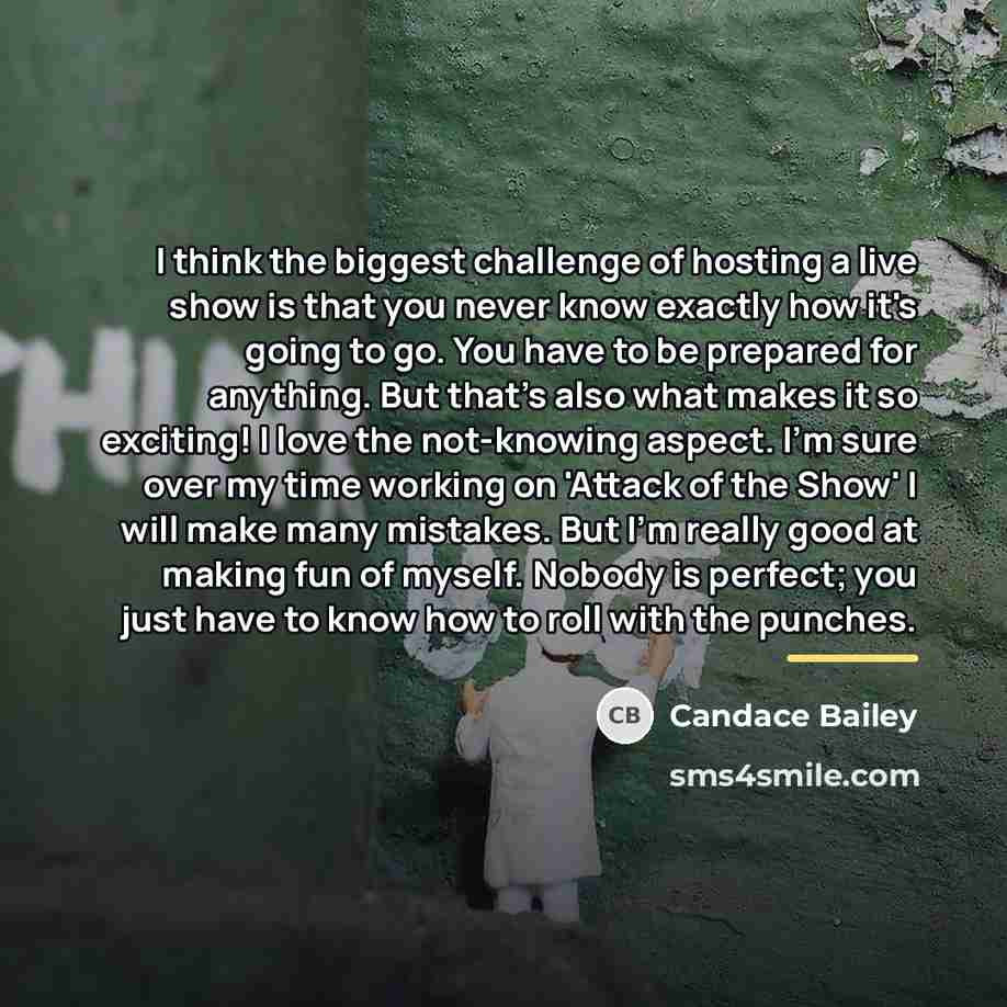 “I think the biggest challenge of hosting a live show…” quote by Candace Bailey