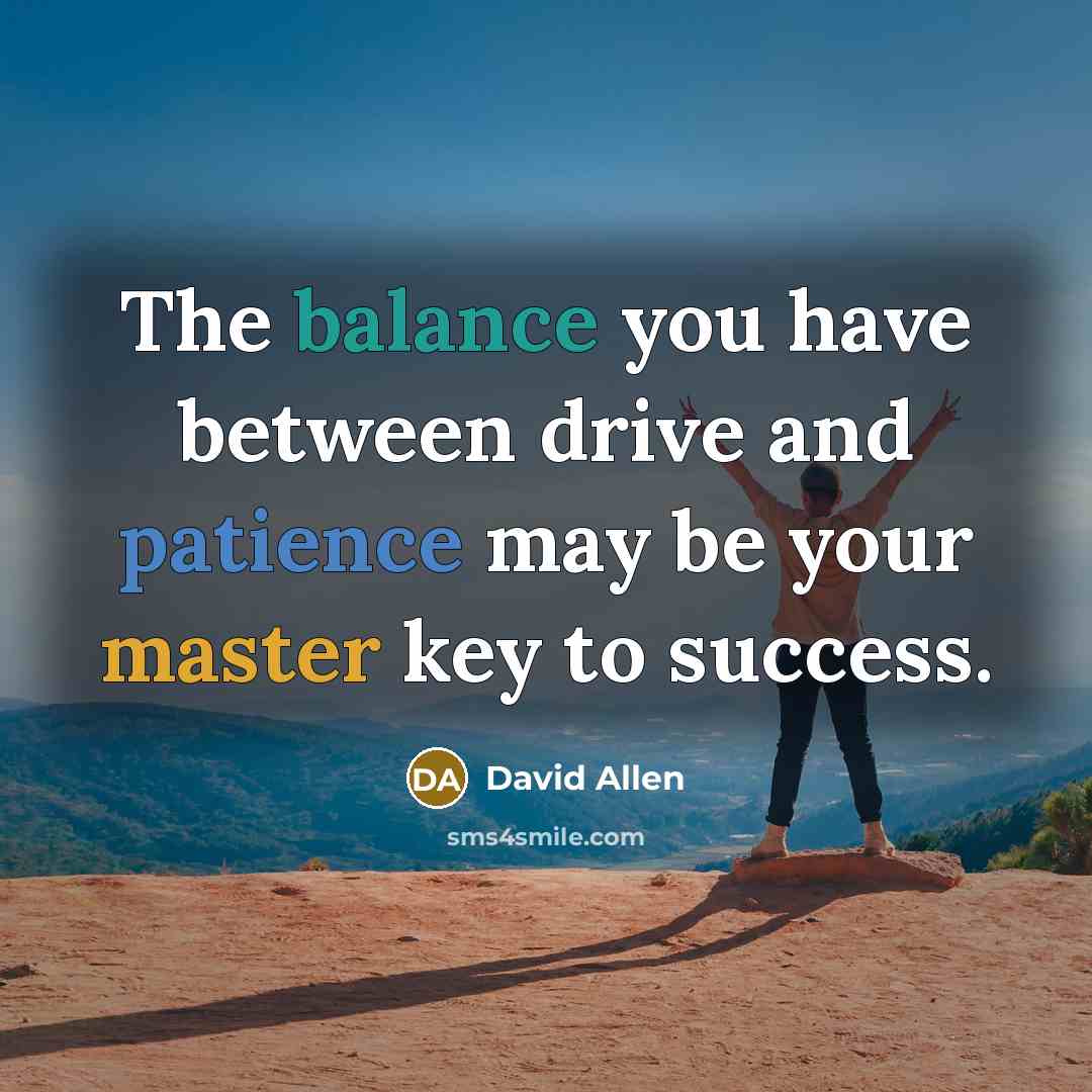 “The balance you have between drive and patience may be…” quote by David Allen