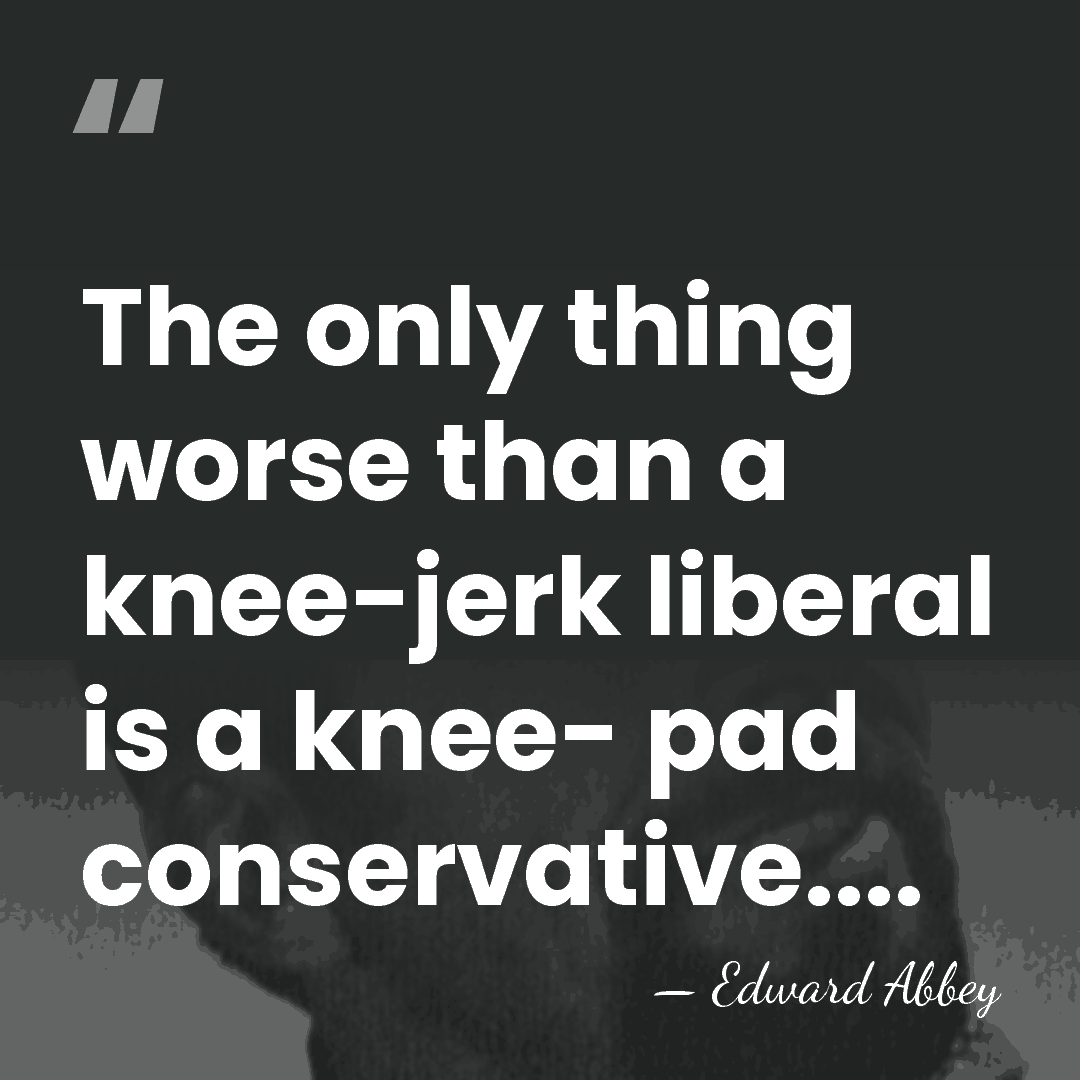 The only thing worse than a knee-jerk liberal is a knee- pad&hellip; - Edward Abbey