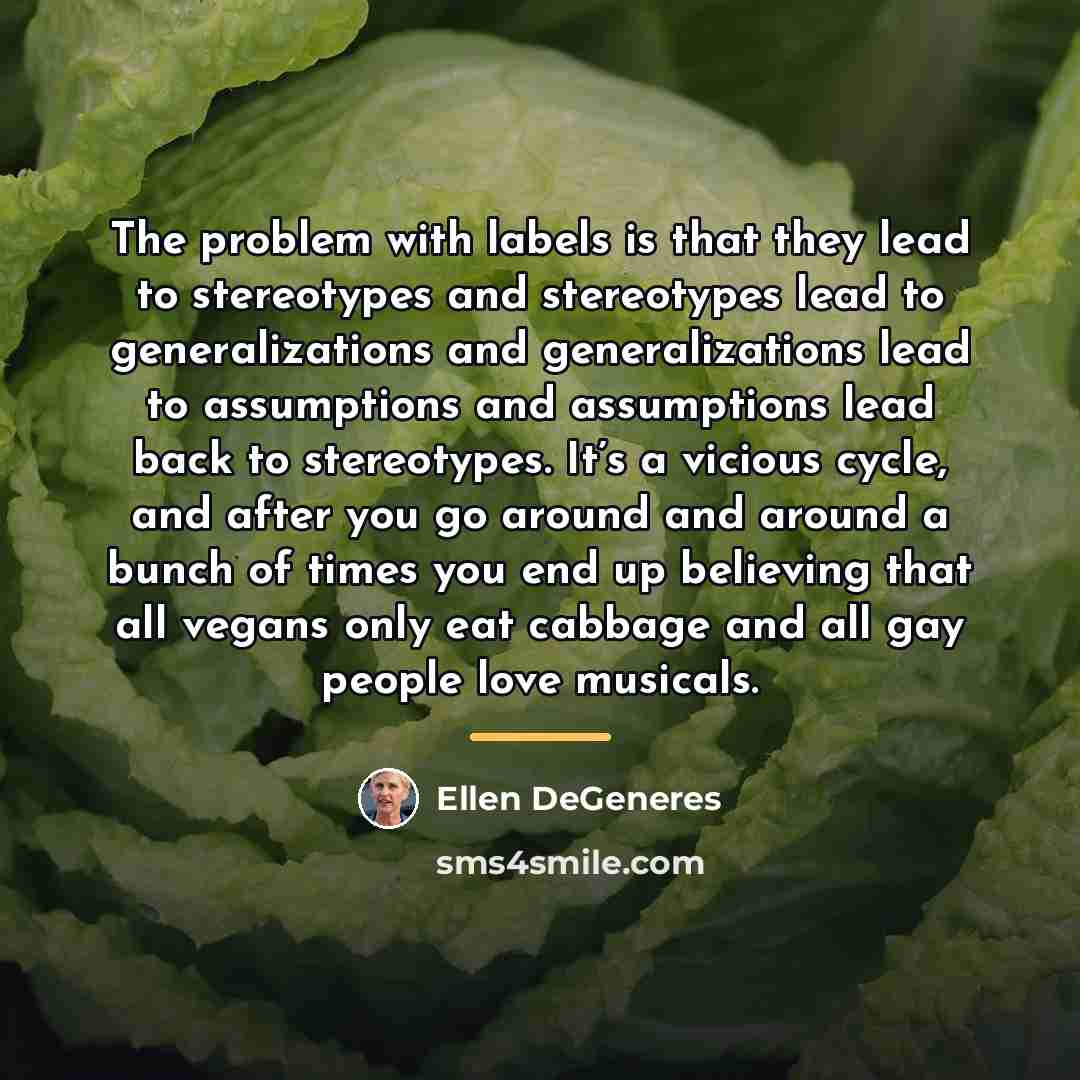“The problem with labels is that they lead to stereotypes…” quote by Ellen DeGeneres