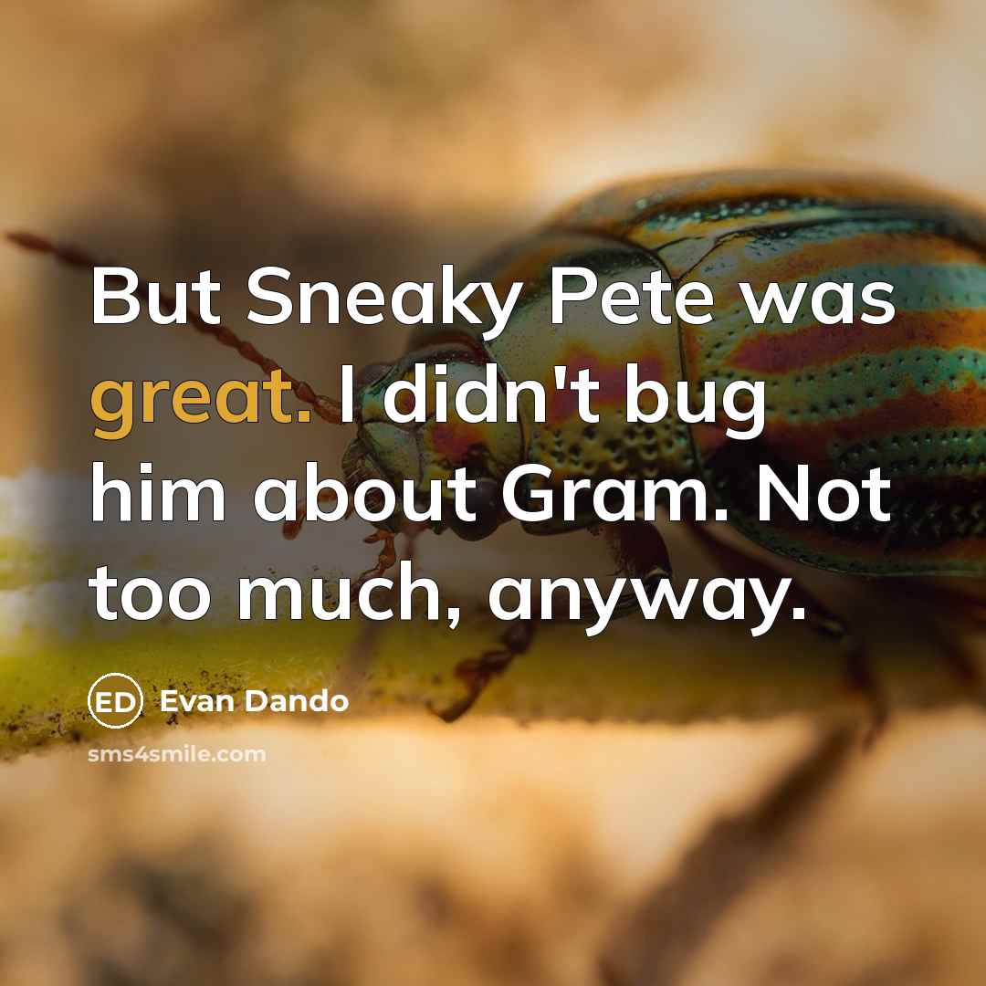 “But Sneaky Pete was great. I didn't bug him about…” quote by Evan Dando
