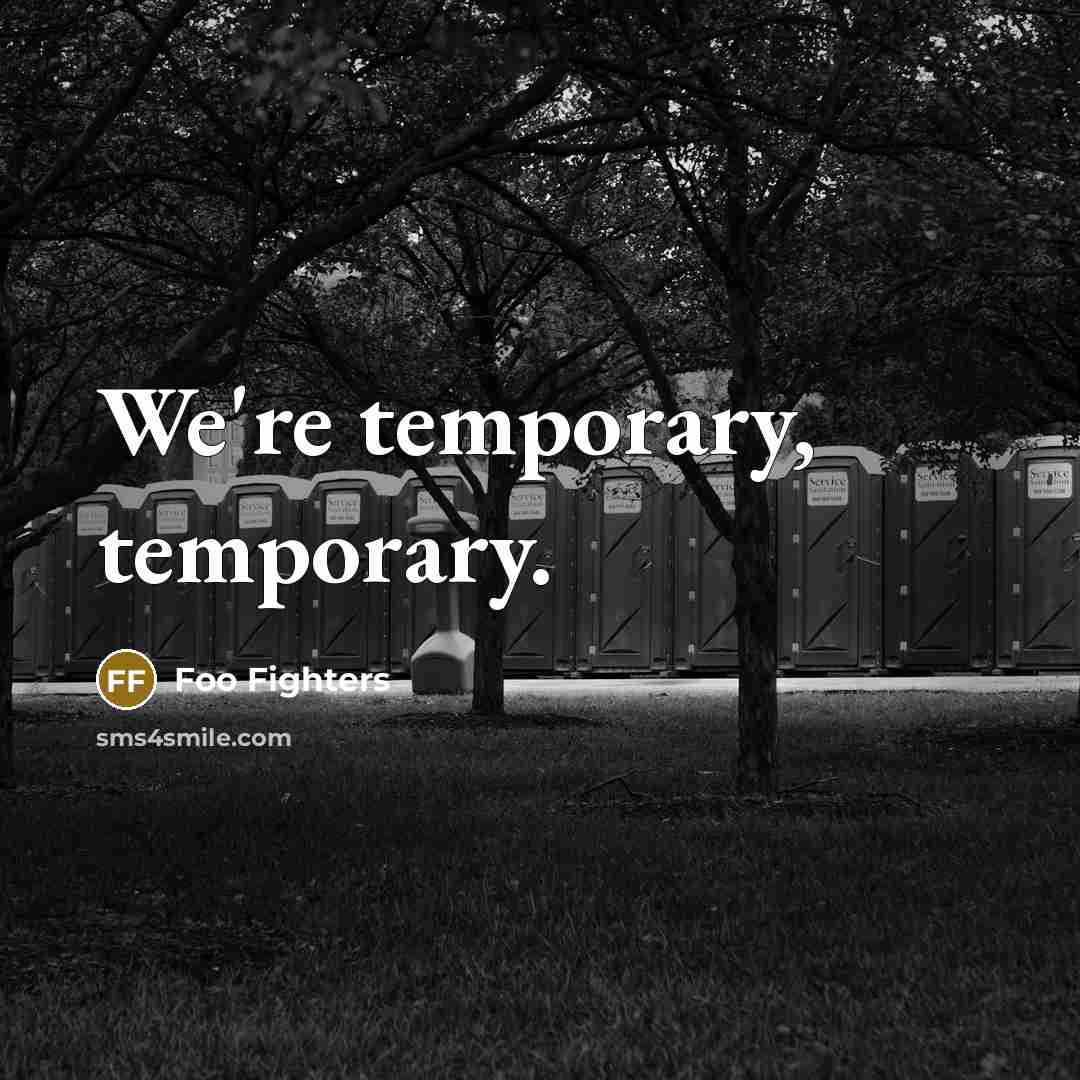 “We're temporary, temporary.” quote by Foo Fighters
