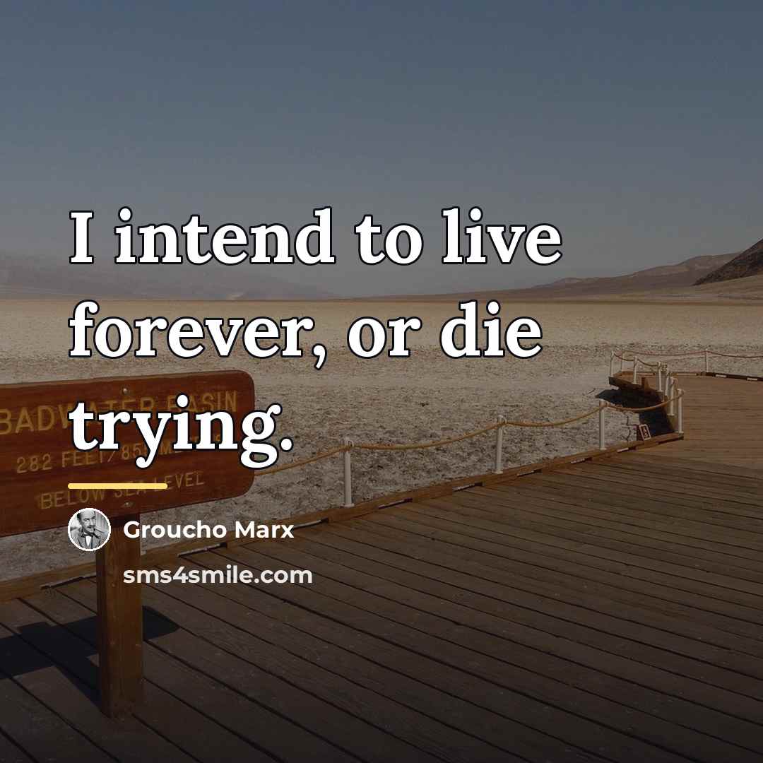 “I intend to live forever, or die trying.…” quote by Groucho Marx
