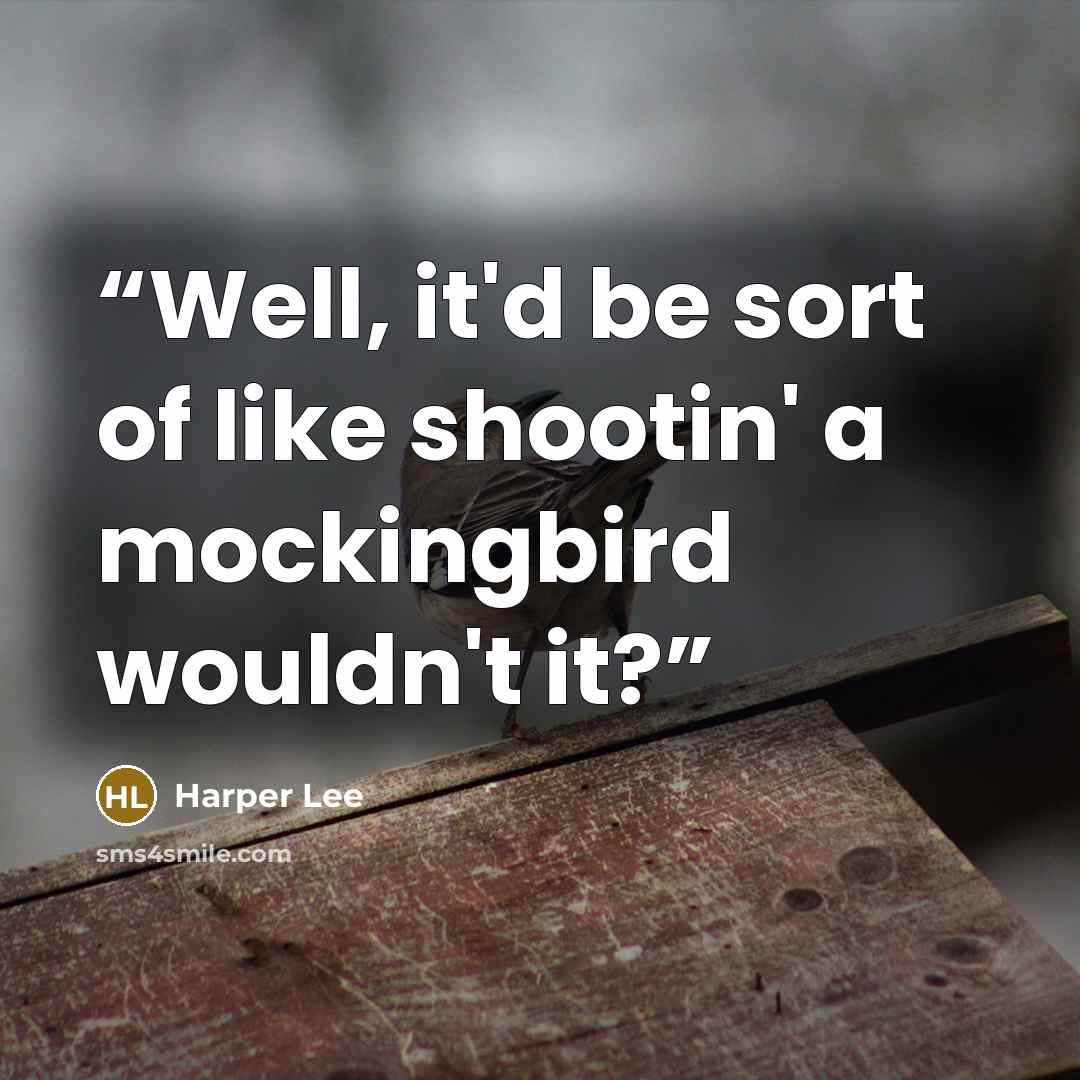 “Well, it'd be sort of like shootin' a mockingbird wouldn't it?” quote by Harper Lee