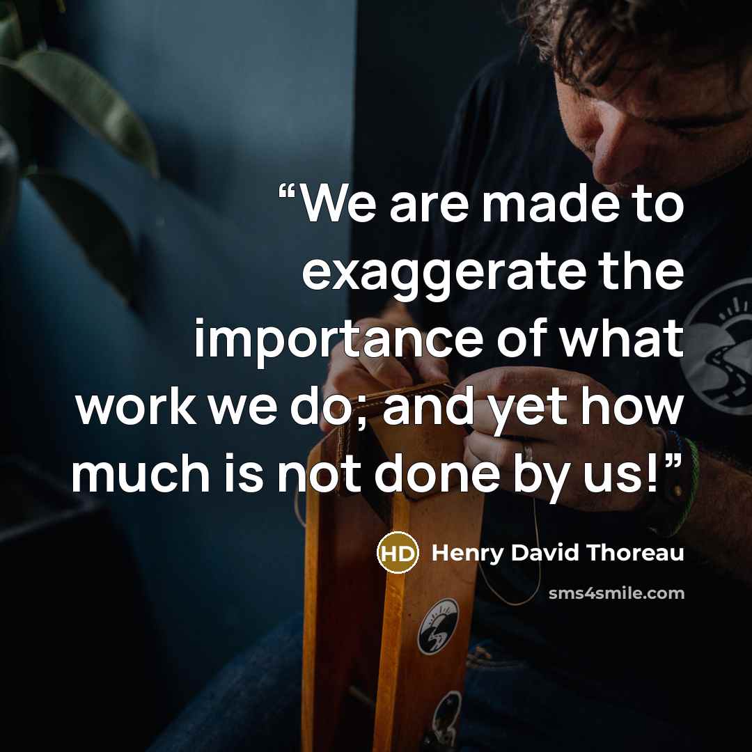 “We are made to exaggerate the importance of what work we do; and yet how much is not done by us!” quote by Henry David Thoreau