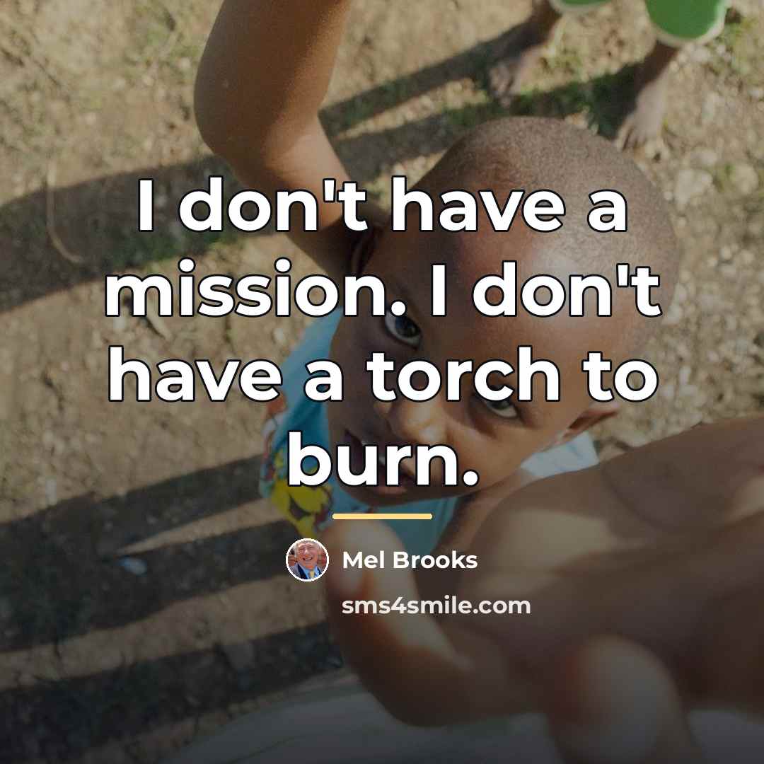 “I don't have a mission. I don't have a torch…” quote by Mel Brooks