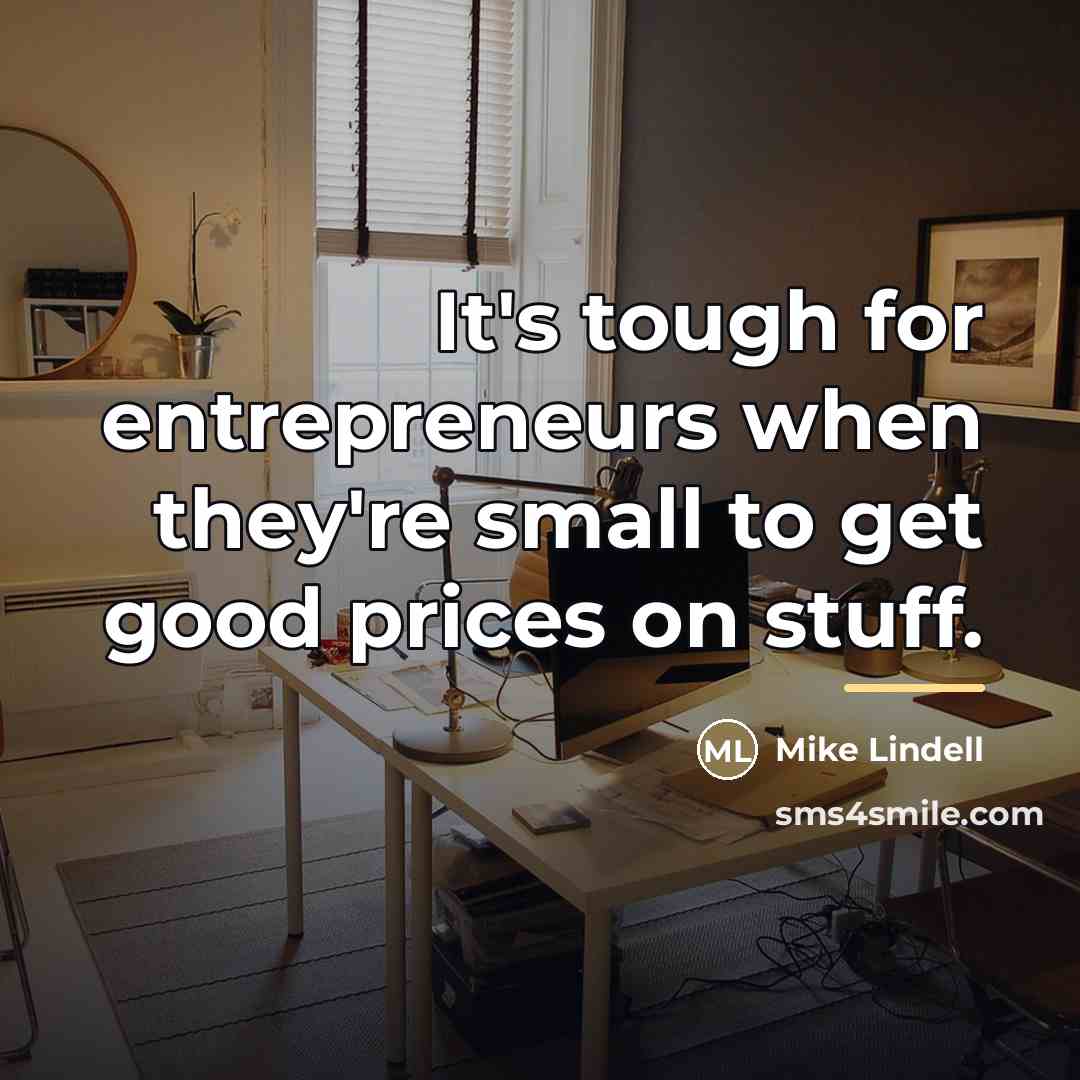 “It's tough for entrepreneurs when they're small to get good…” quote by Mike Lindell