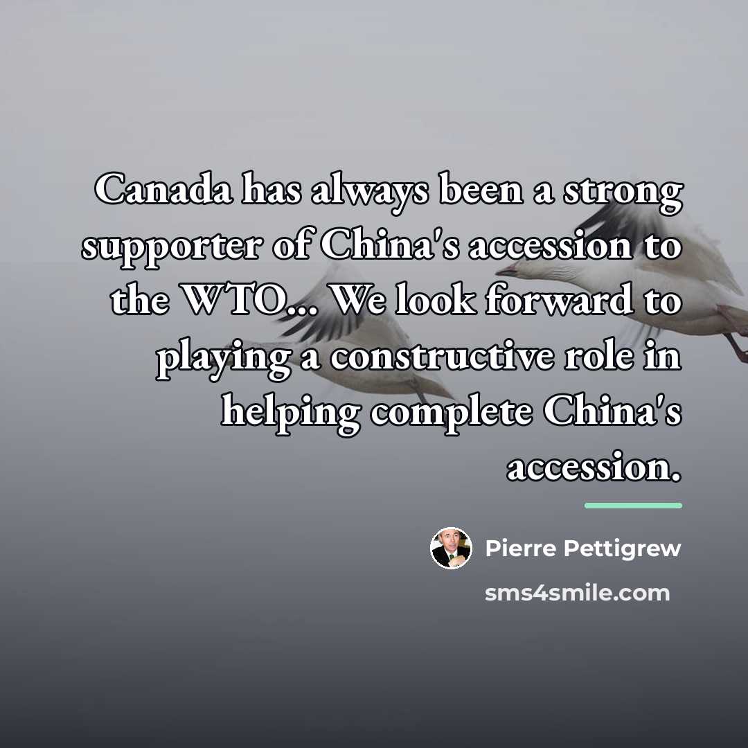 “Canada has always been a strong supporter of China's accession…” quote by Pierre Pettigrew