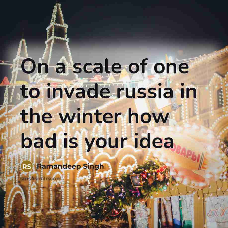 “On a scale of one to invade russia in the…” quote by Ramandeep Singh
