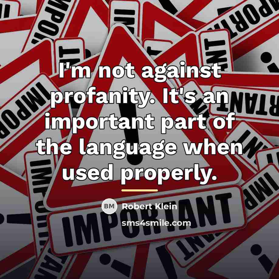 “I'm not against profanity. It's an important part of the…” quote by Robert Klein