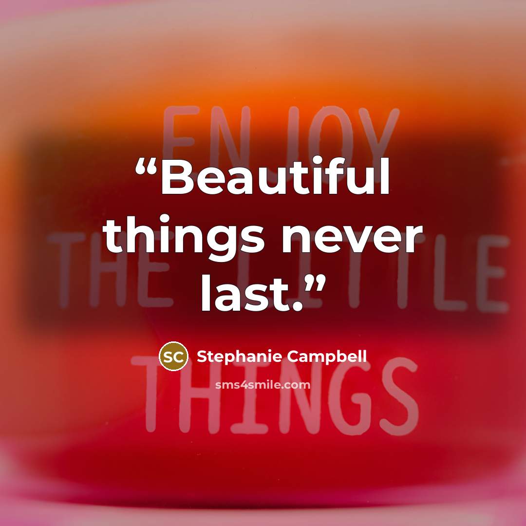 “Beautiful things never last.” quote by Stephanie Campbell