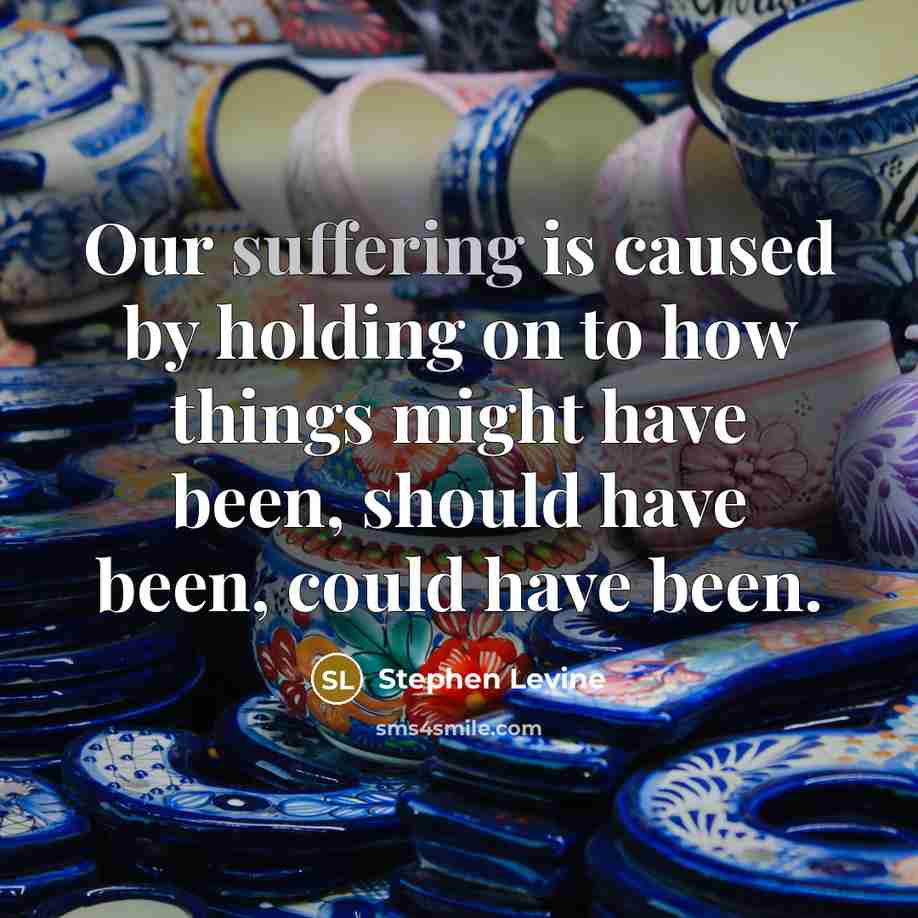“Our suffering is caused by holding on to how things might have been, should have been, could have been.” quote by Stephen Levine
