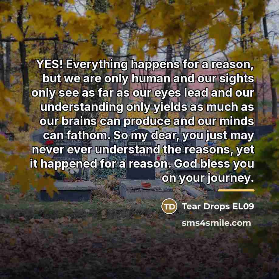 “YES! Everything happens for a reason, but we are only…” quote by Tear Drops EL09