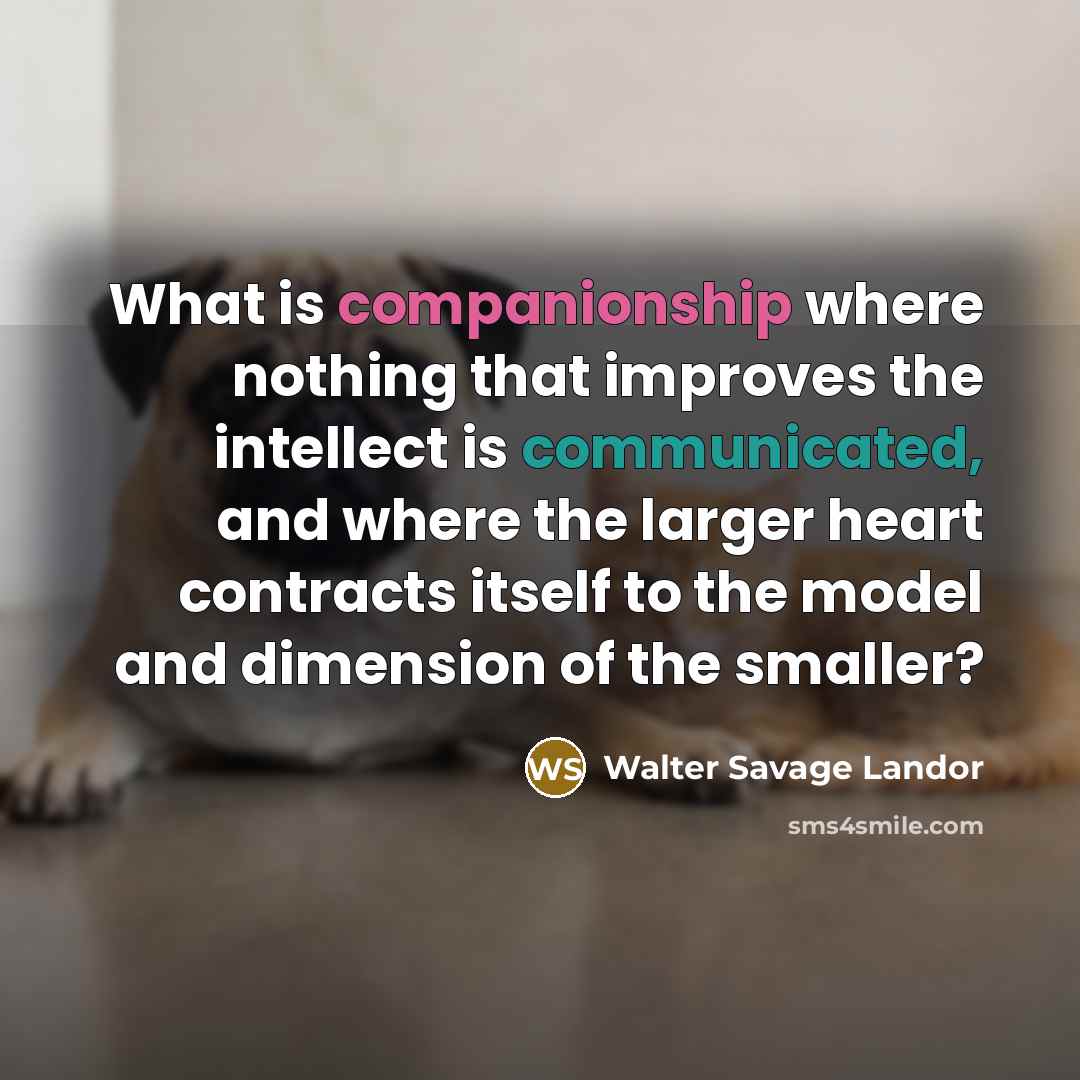 “What is companionship where nothing that improves the intellect is…” quote by Walter Savage Landor