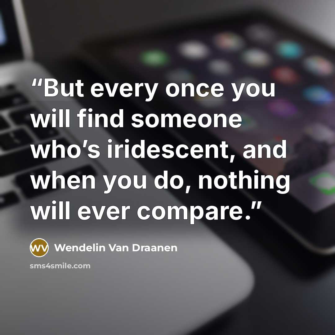 “But every once you will find someone who’s iridescent, and when you do, nothing will ever compare.” quote by Wendelin Van Draanen
