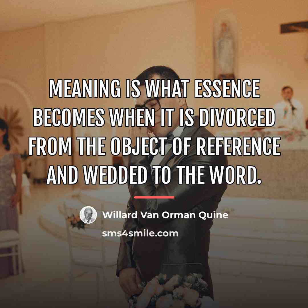 “Meaning is what essence becomes when it is divorced from…” quote by Willard Van Orman Quine