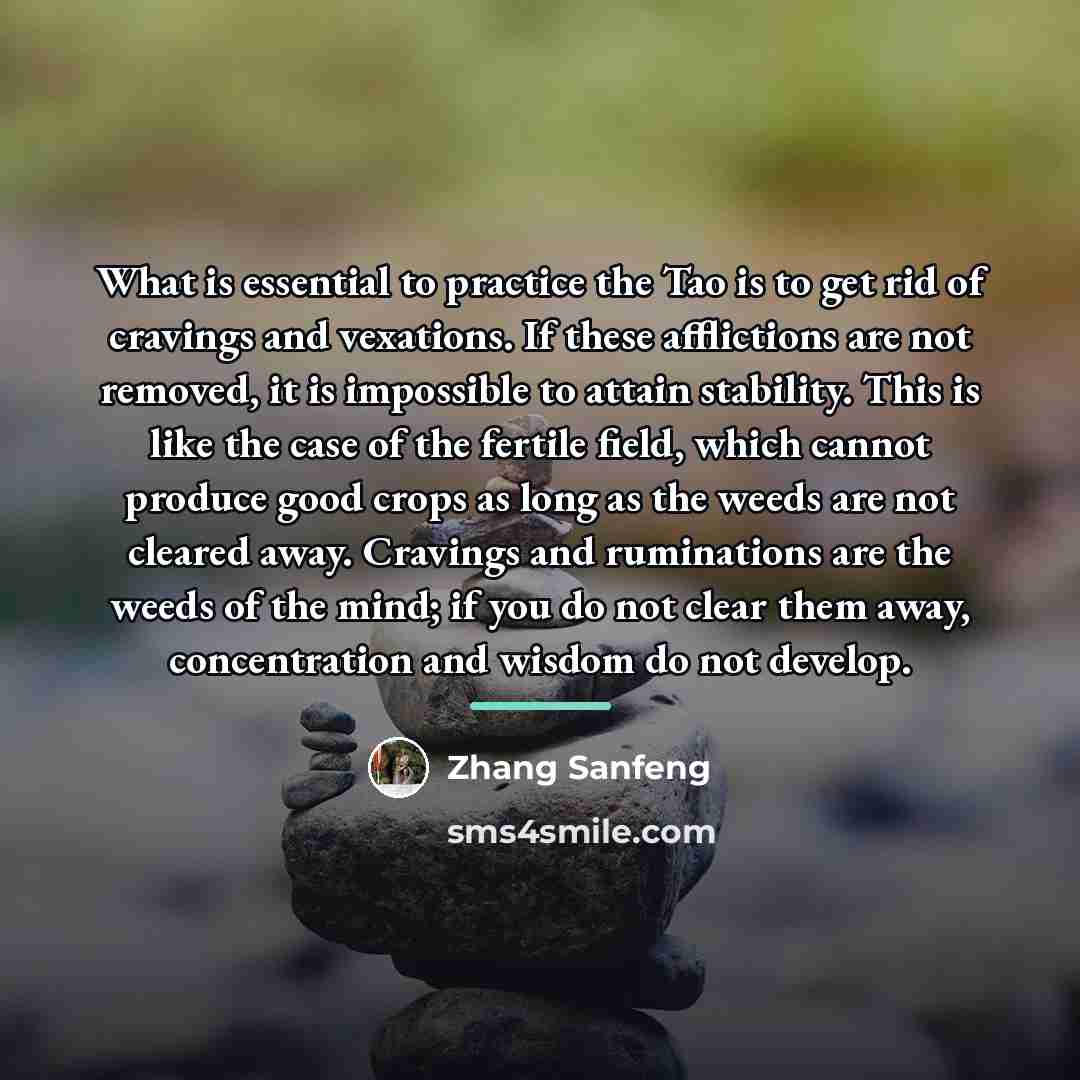 “What is essential to practice the Tao is to get…” quote by Zhang Sanfeng