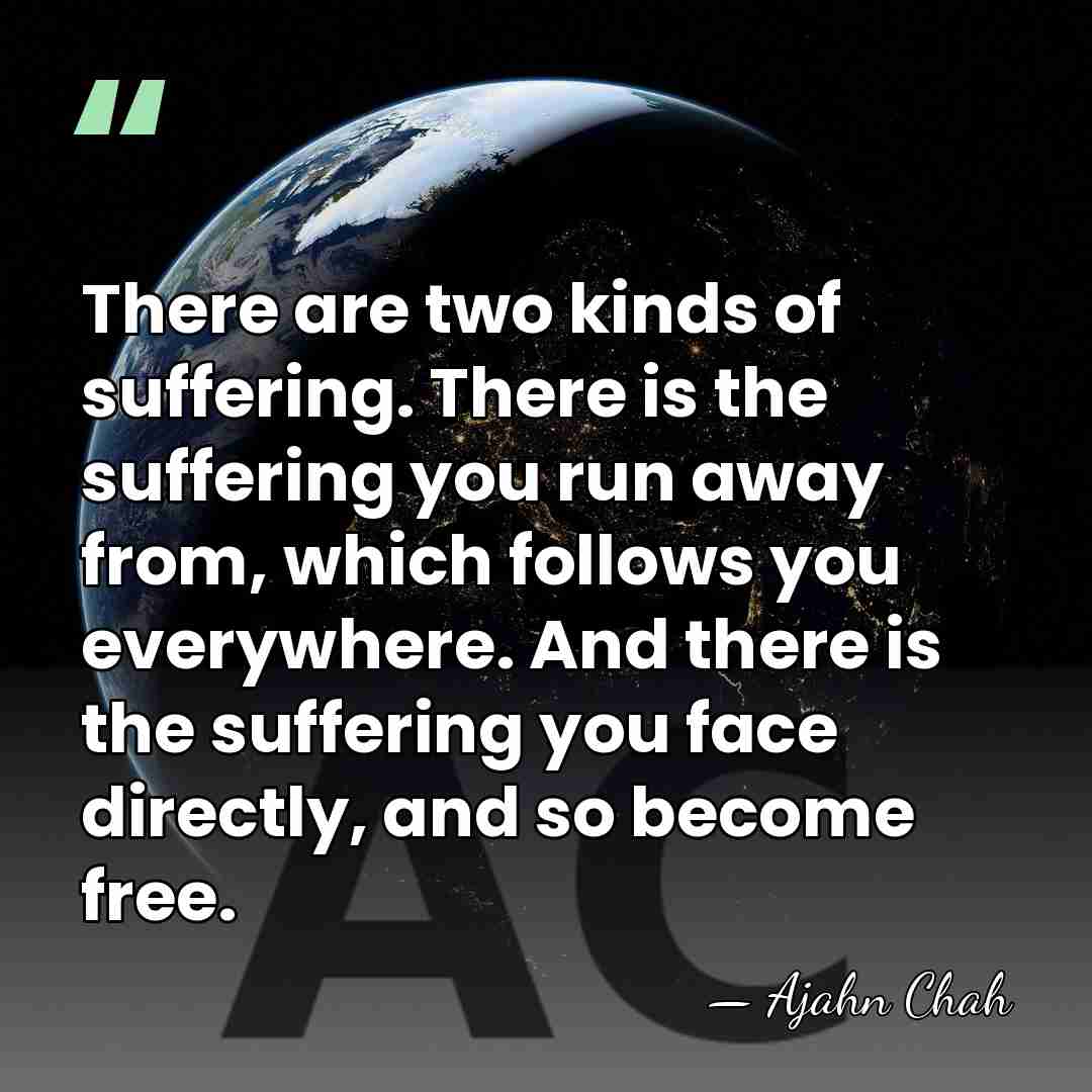 There are two kinds of suffering. There is the suffering you run&hellip; - Ajahn Chah