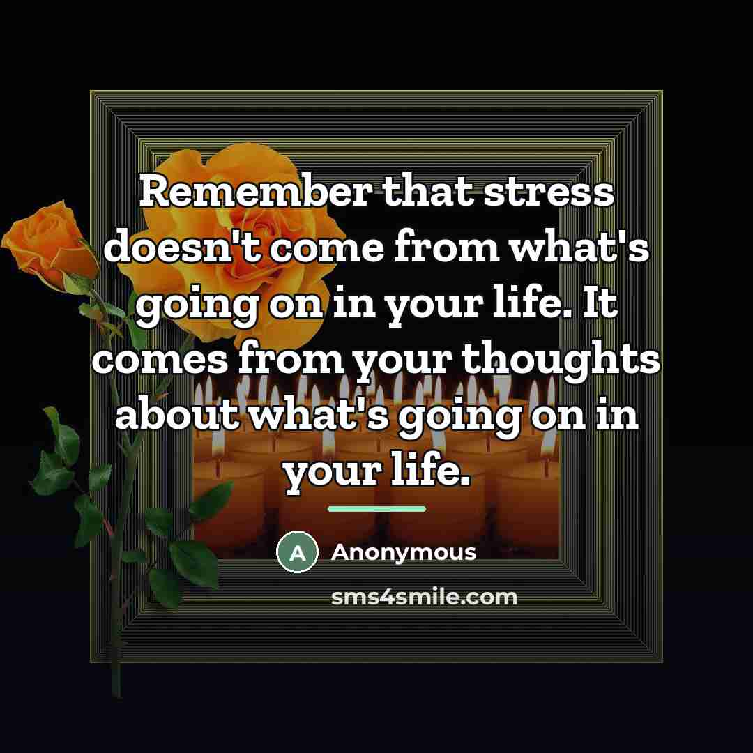 “Remember that stress doesn't come from what's going on in…” quote by Anonymous