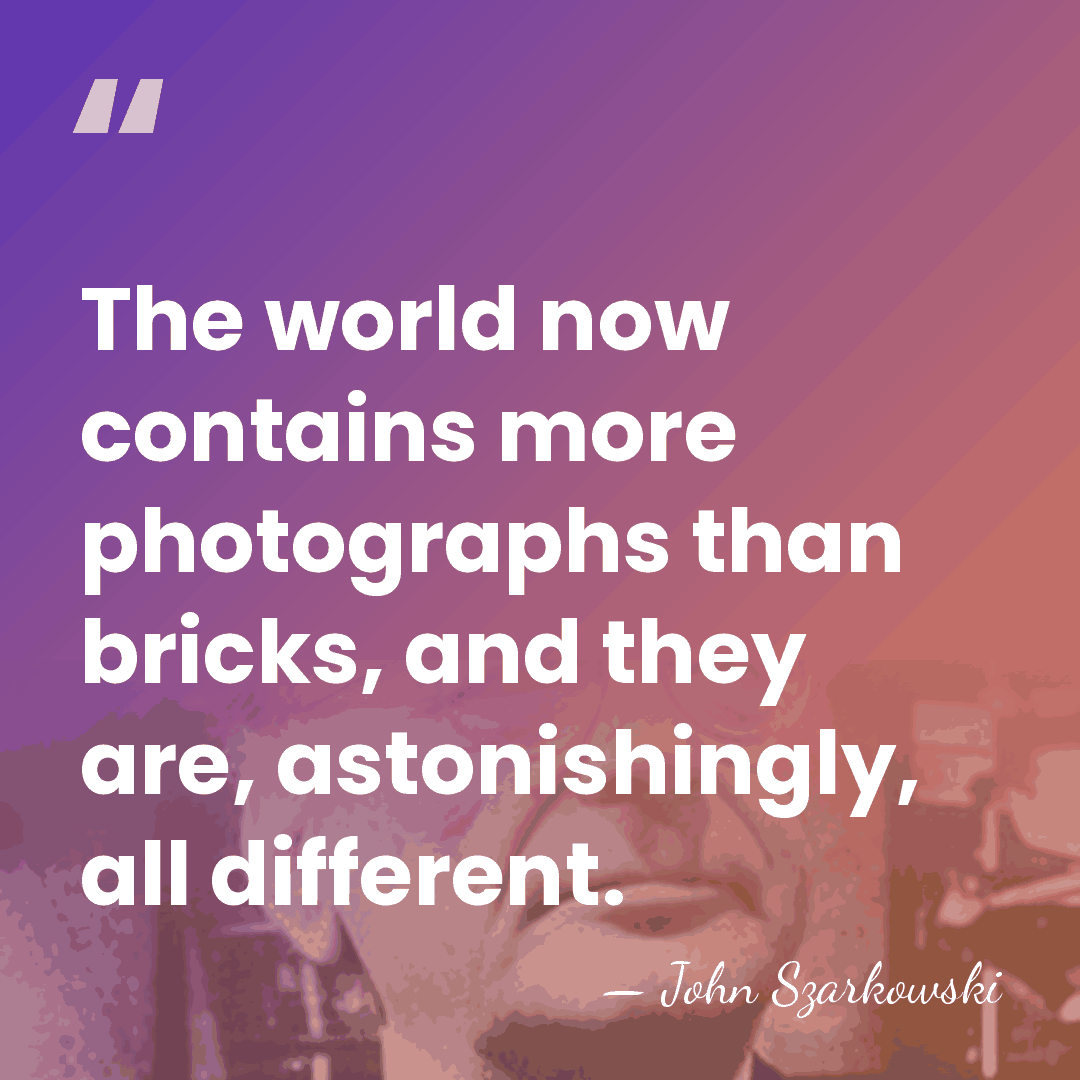 The world now contains more photographs than bricks, and they are, astonishingly,&hellip; - John Szarkowski