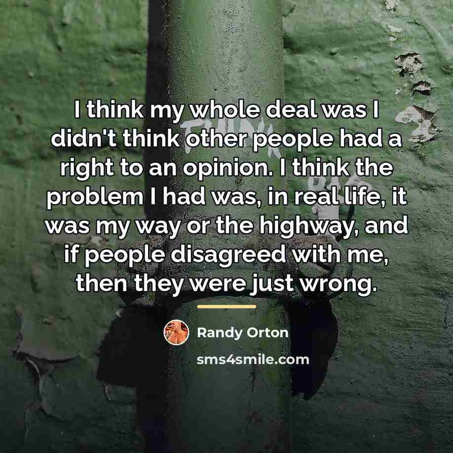 “I think my whole deal was I didn't think other…” quote by Randy Orton