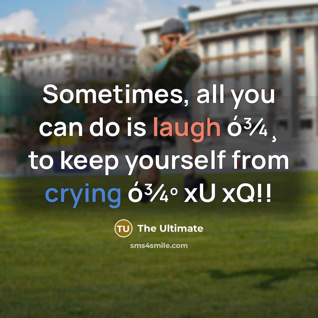 “Sometimes, all you can do is laugh ó¾¸ to keep…” quote by THE ULTIMATE