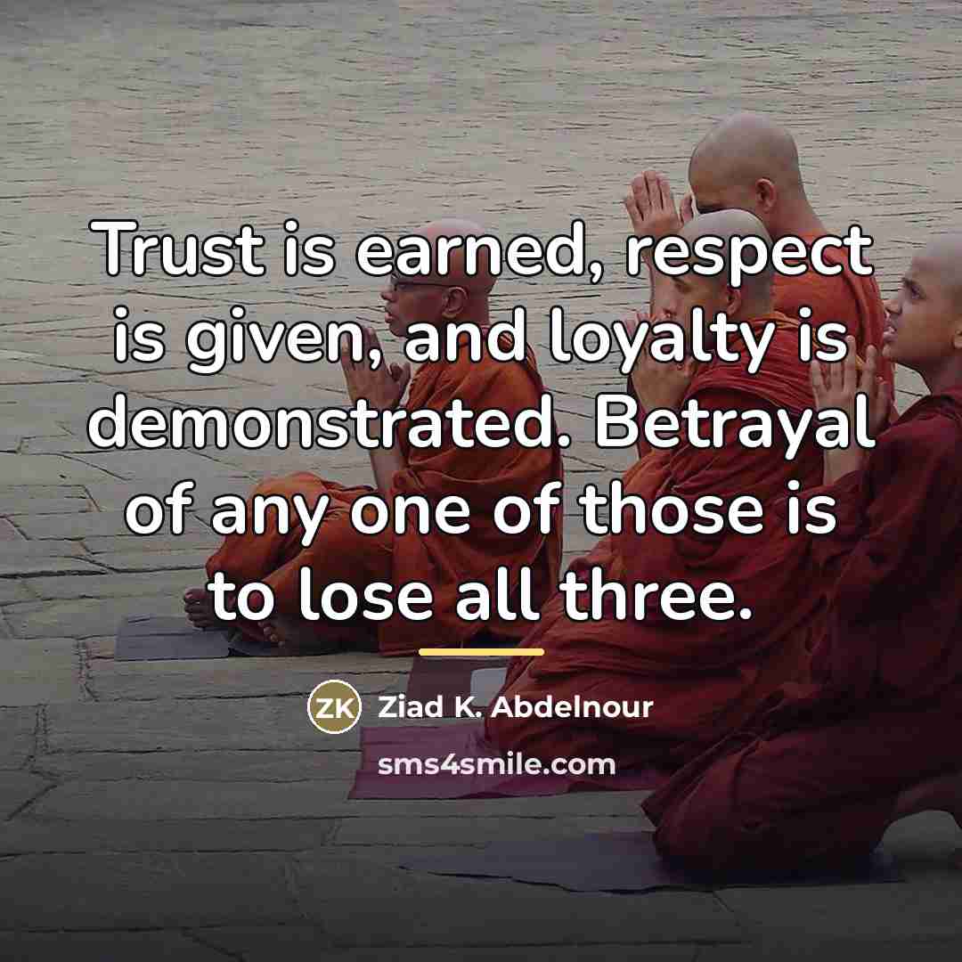 “Trust is earned, respect is given, and loyalty is demonstrated.…” quote by Ziad K. Abdelnour