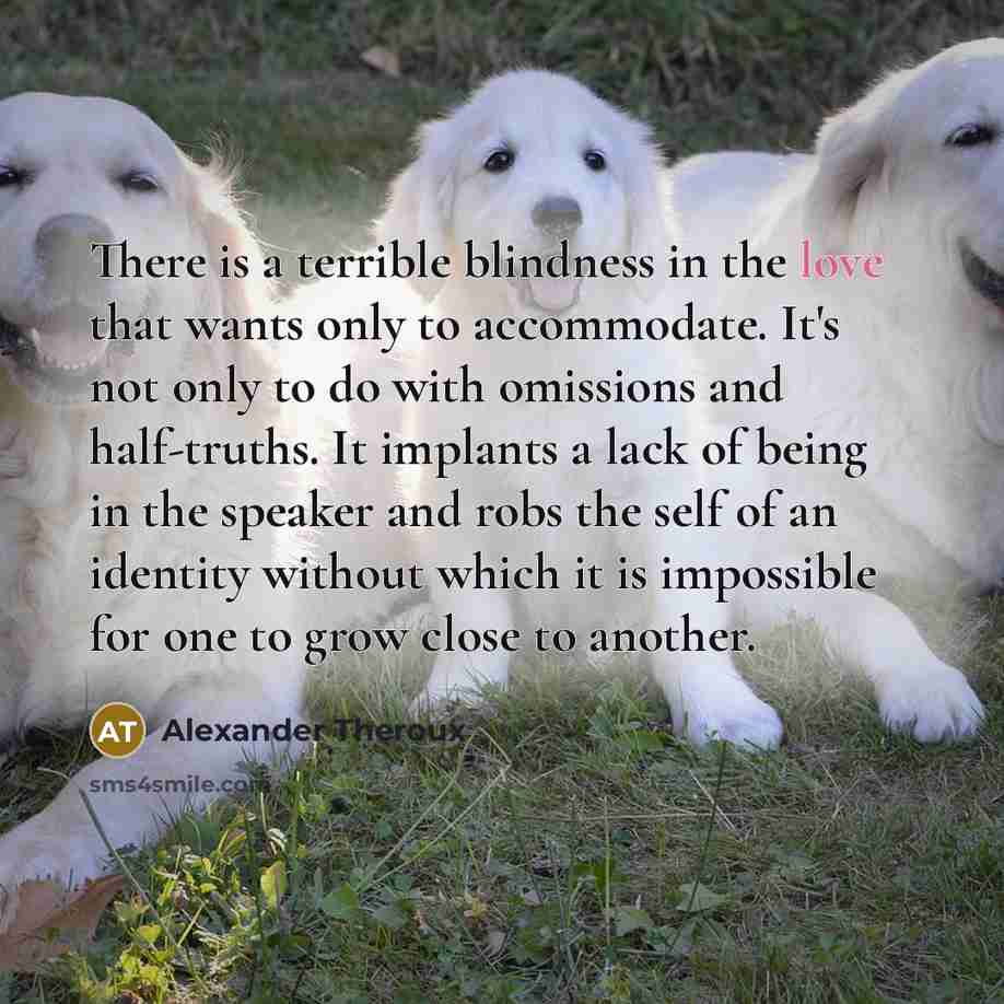 “There is a terrible blindness in the love that wants…” quote by Alexander Theroux