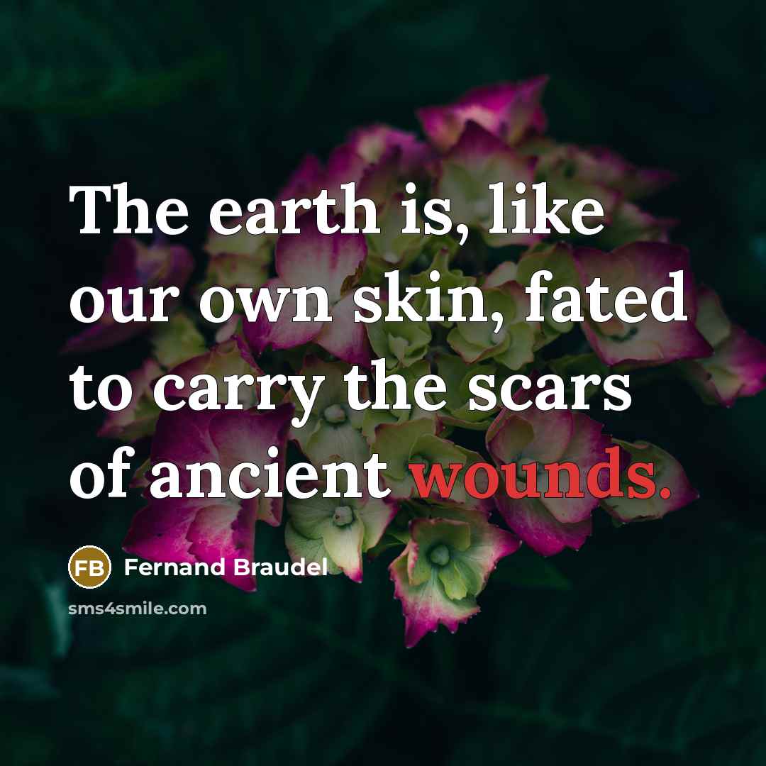 “The earth is, like our own skin, fated to carry…” quote by Fernand Braudel