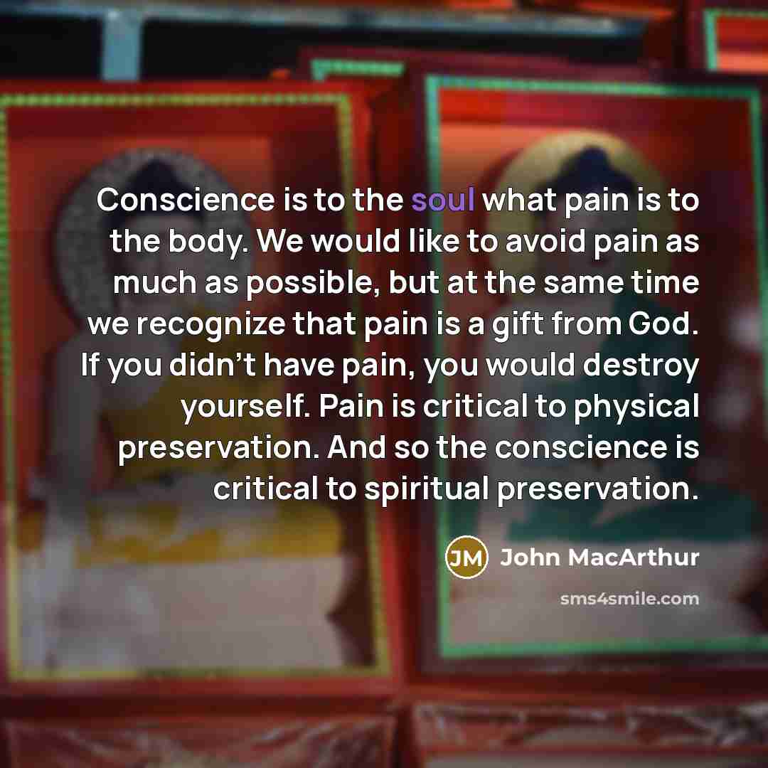 “Conscience is to the soul what pain is to the…” quote by John Macarthur