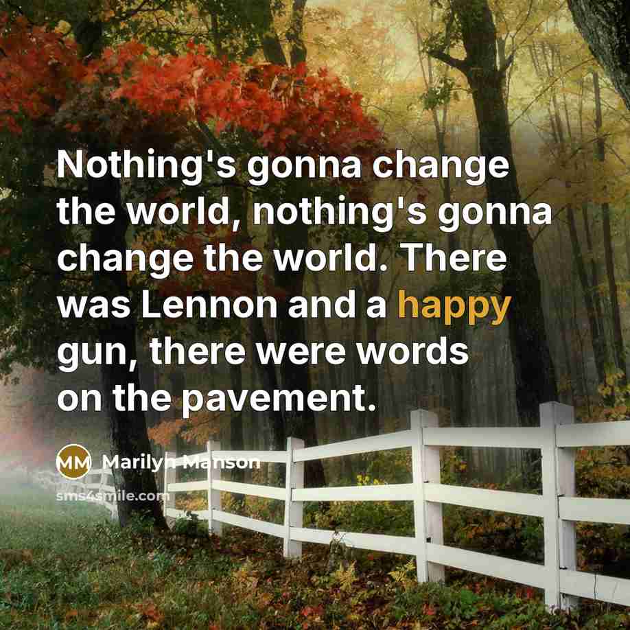 “Nothing's gonna change the world, nothing's gonna change the world.…” quote by Marilyn Manson