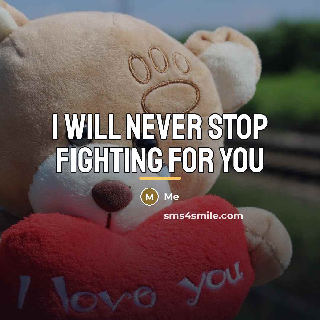 “I will never stop fighting for you…” quote by Me