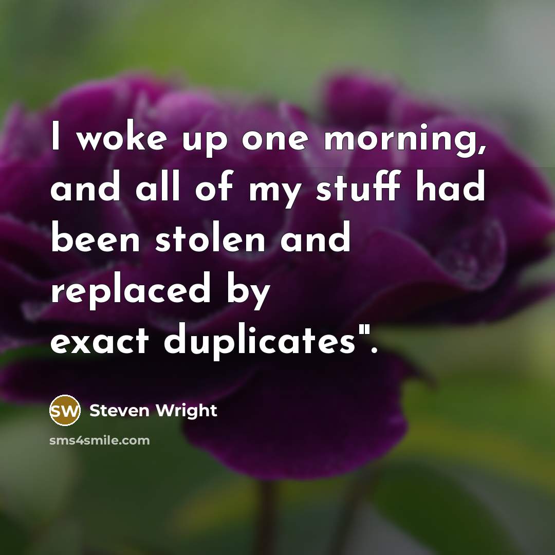 “I woke up one morning, and all of my stuff…” quote by Steven Wright