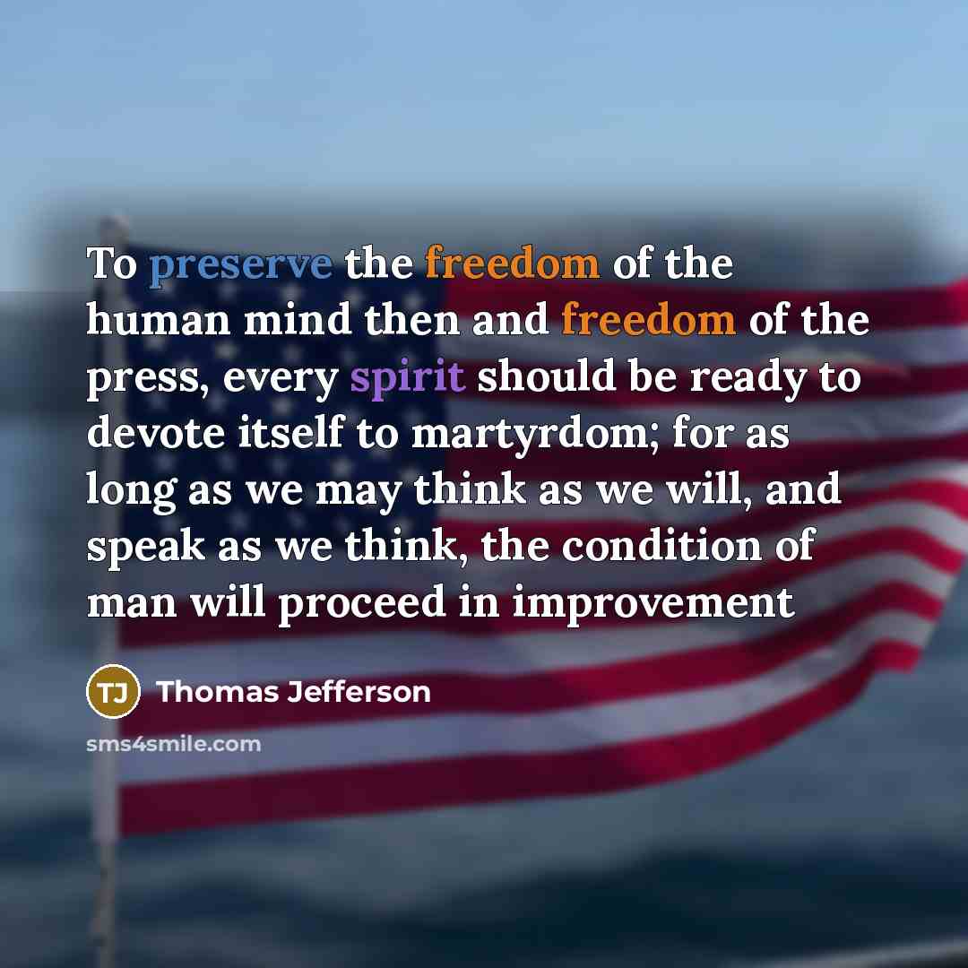 “To preserve the freedom of the human mind then and…” quote by Thomas Jefferson