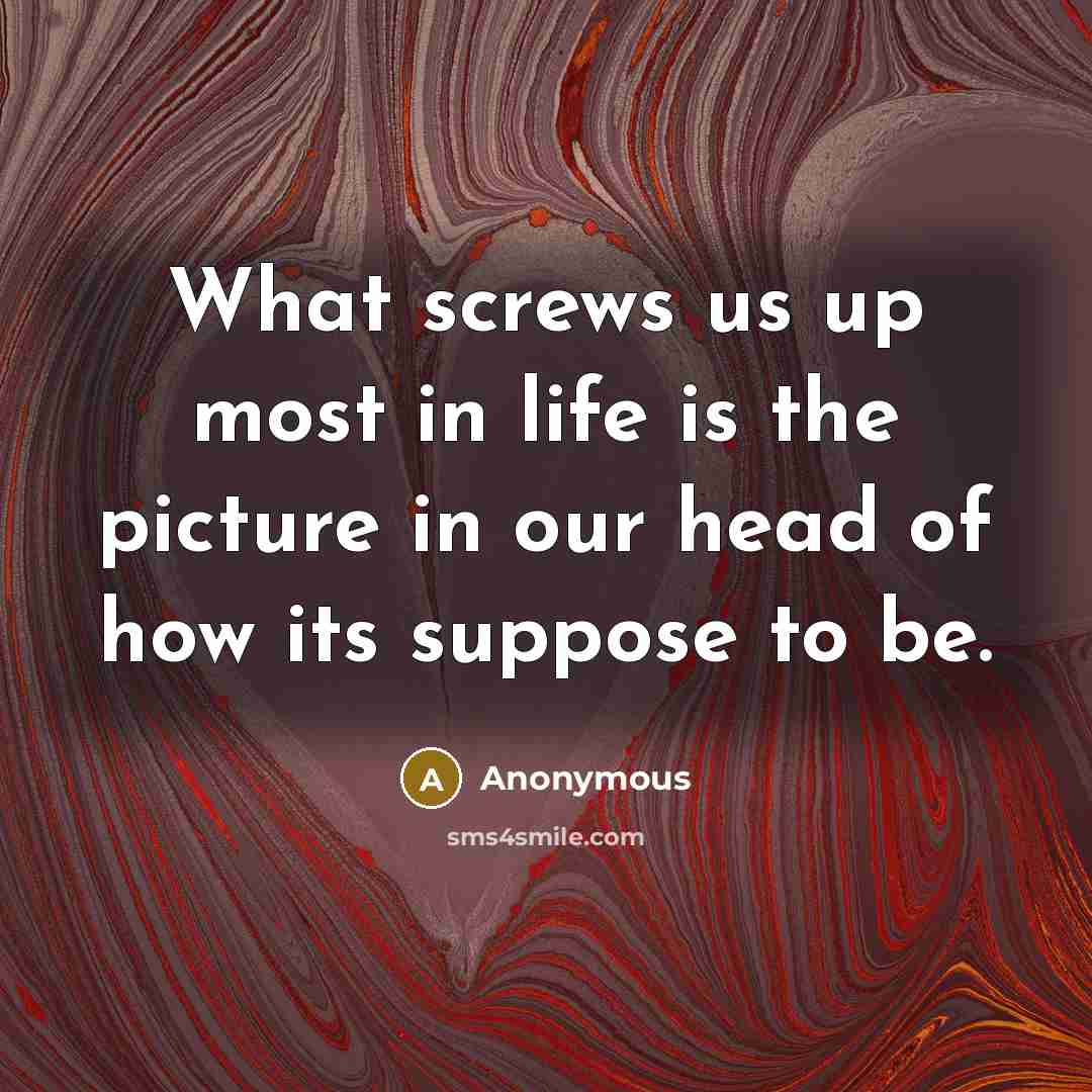 “What screws us up most in life is the picture…” quote by Anonymous