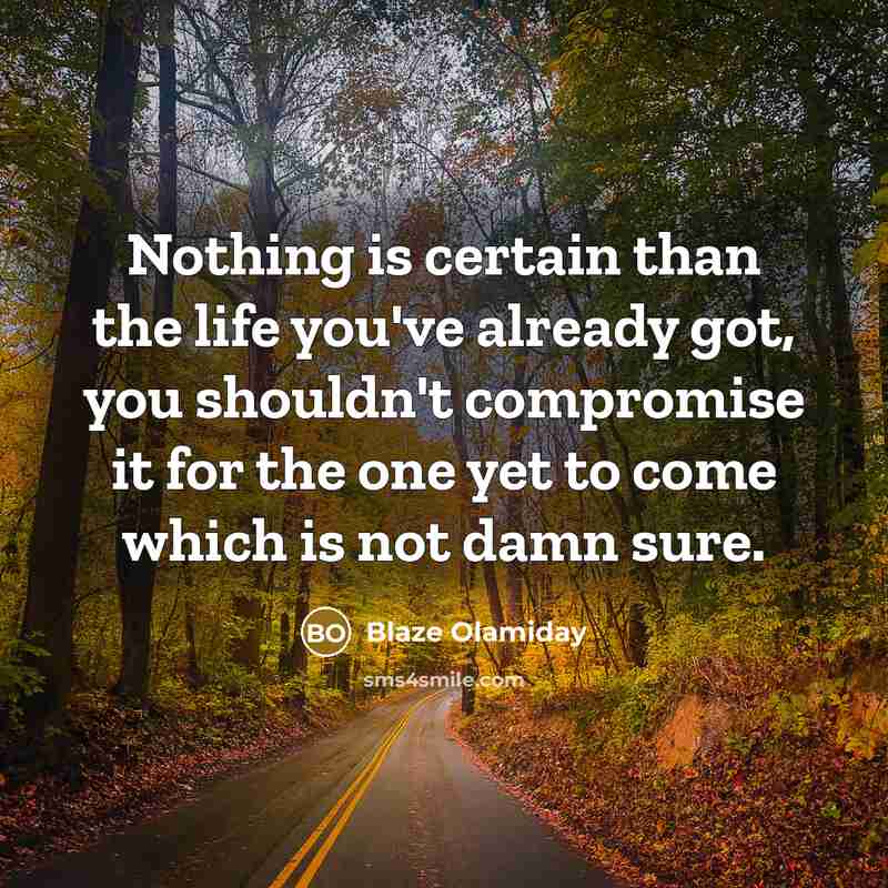 “Nothing is certain than the life you've already got, you…” quote by Blaze Olamiday