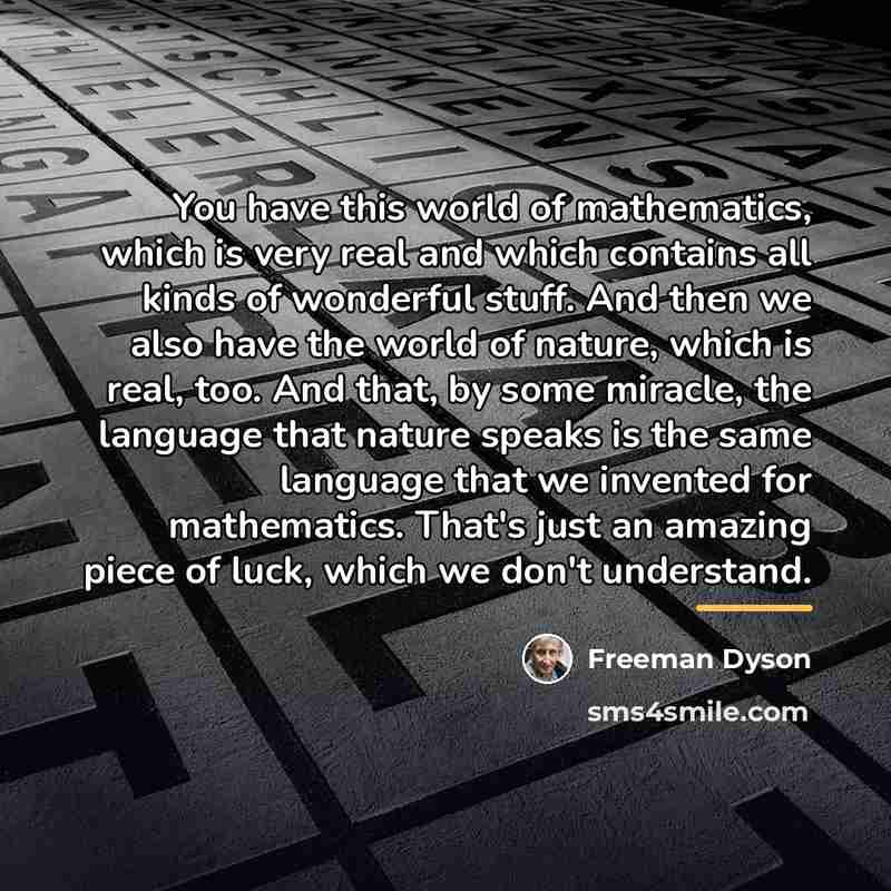 “You have this world of mathematics, which is very real…” quote by Freeman Dyson