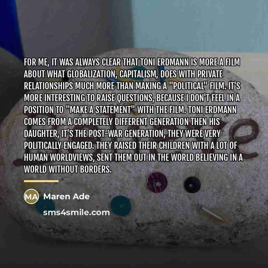 “For me, it was always clear that Toni Erdmann is…” quote by Maren Ade