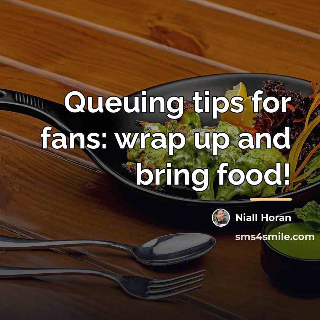“Queuing tips for fans: wrap up and bring food!…” quote by Niall Horan