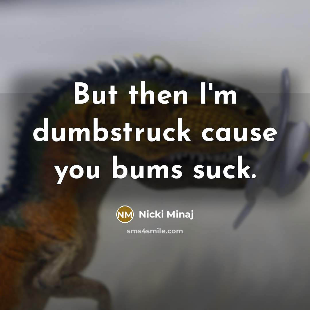 “But then I'm dumbstruck cause you bums suck.” quote by Nicki Minaj
