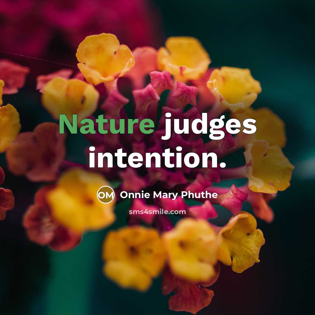 “Nature judges intention.” quote by Onnie Mary Phuthe
