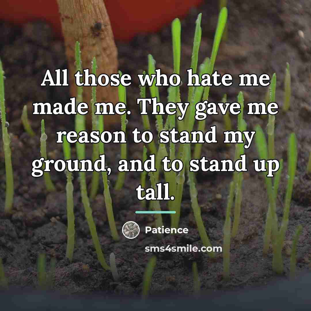 “All those who hate me made me. They gave me…” quote by Patience