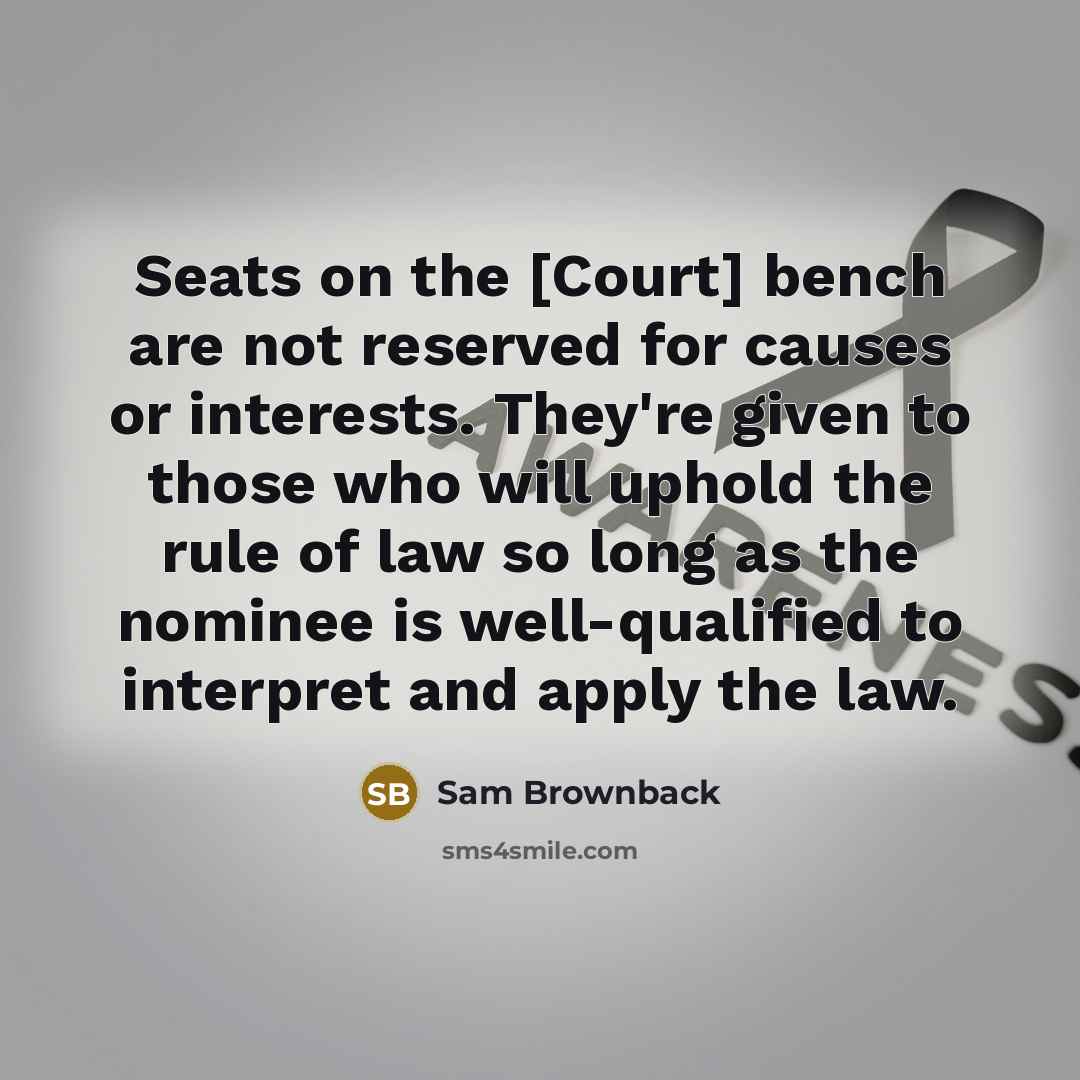 “Seats on the [Court] bench are not reserved for causes…” quote by Sam Brownback