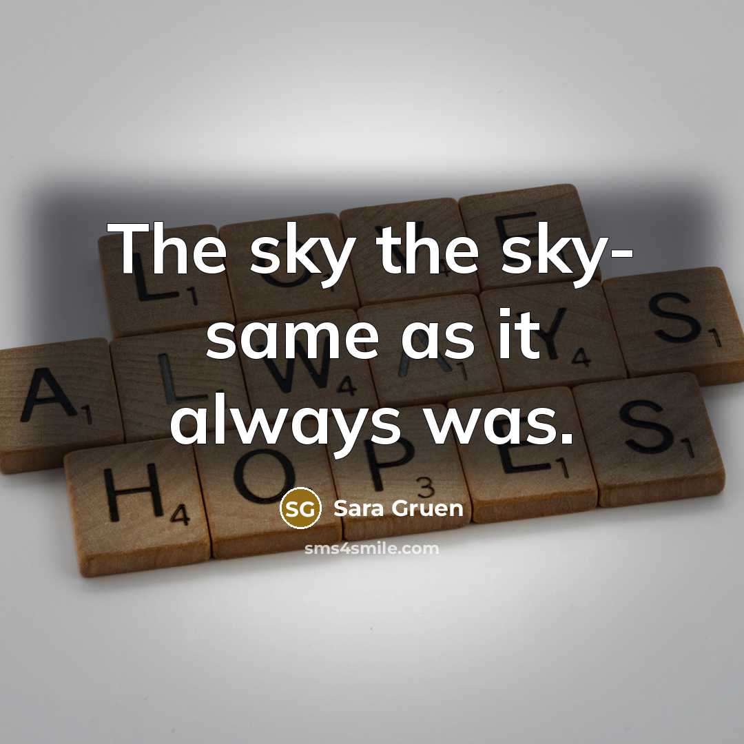 “The sky the sky- same as it always was.…” quote by Sara Gruen