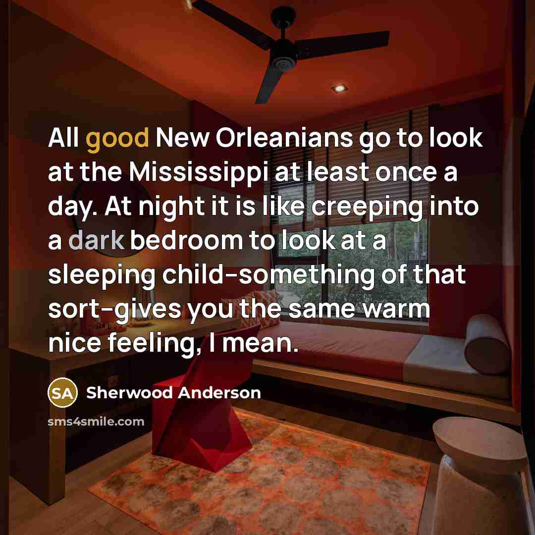 “All good New Orleanians go to look at the Mississippi…” quote by Sherwood Anderson