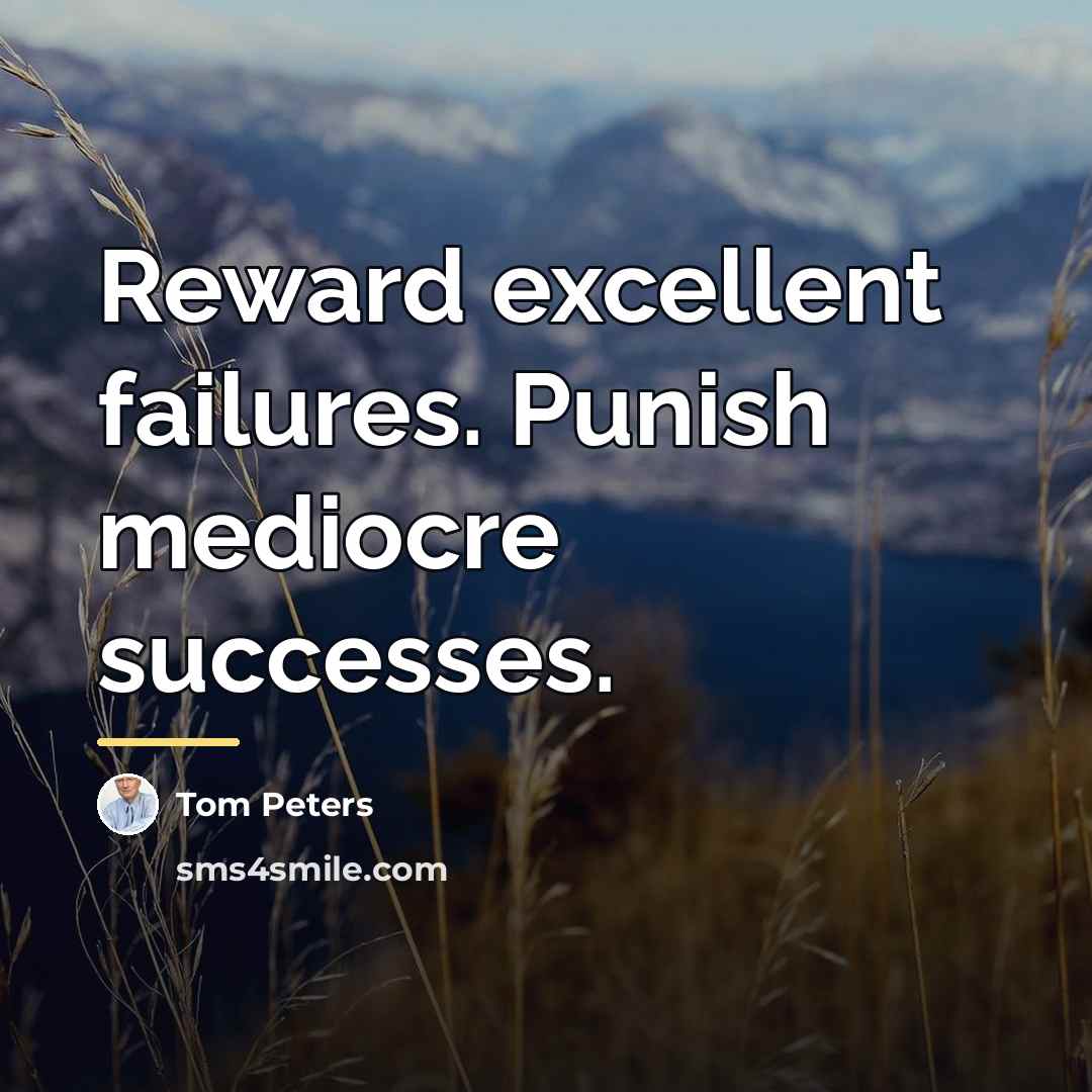 “Reward excellent failures. Punish mediocre successes.…” quote by Tom Peters