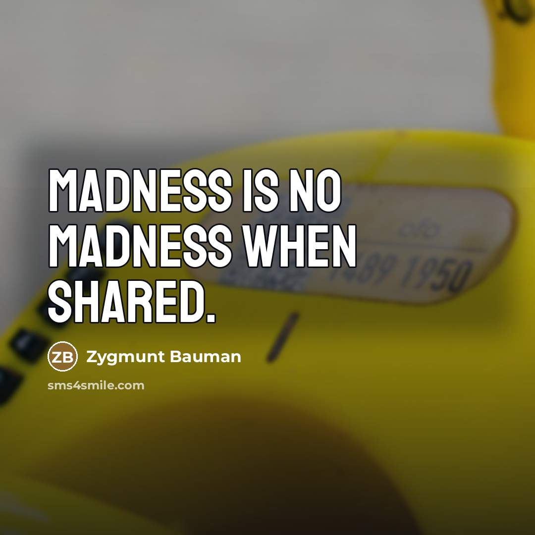 “Madness is no madness when shared.…” quote by Zygmunt Bauman