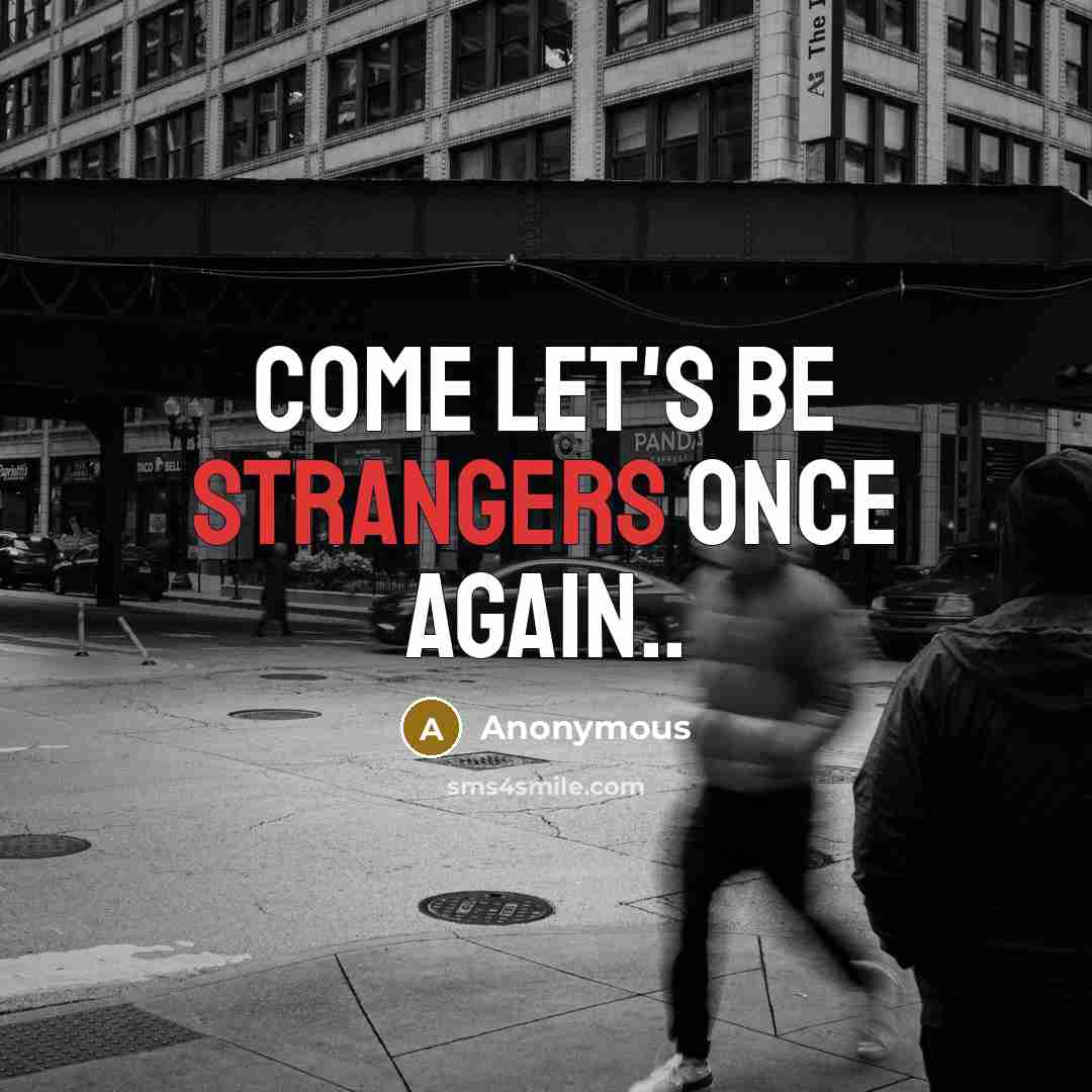 “Come let's be strangers once again..” quote by Anonymous