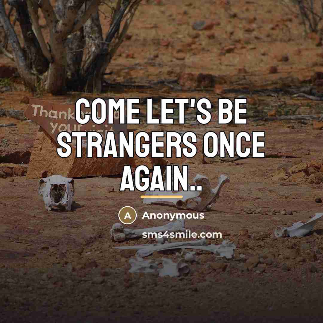 “Come let's be strangers once again..…” quote by Anonymous