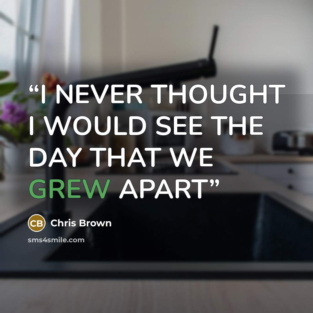 “I NEVER THOUGHT I WOULD SEE THE DAY THAT WE GREW APART” quote by Chris Brown
